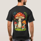 Wild mushrooms and flowers in grass forest nature tシャツ (裏面)