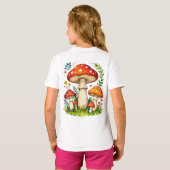 Wild mushrooms and flowers in grass forest nature tシャツ (裏面フル)