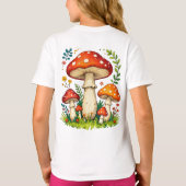 Wild mushrooms and flowers in grass forest nature tシャツ (裏面)