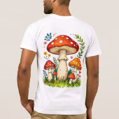 Wild mushrooms and flowers in grass forest nature tシャツ (裏面)