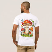 Wild mushrooms and flowers in grass forest nature tシャツ (裏面フル)