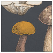 Wild Mushrooms  on graphite black ファブリック (クローズアップ)