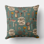 Wild Mushrooms on pine green クッション (裏面)