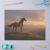 Wild Mustang Watching the Sun Set Decopage 薄葉紙 (クラフト)