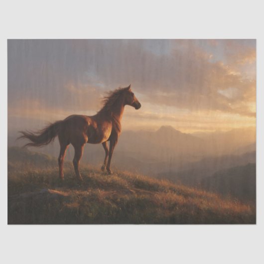 Wild Mustang Watching the Sun Set Decopage 薄葉紙 (正面)