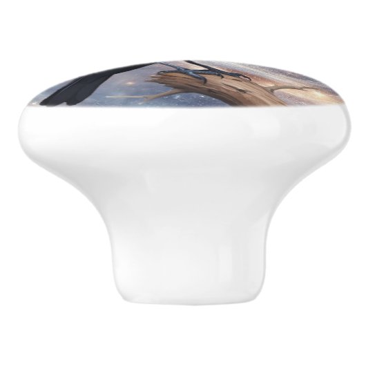 Wild Nature Bird Crow-Raven  セラミックノブ (側面)