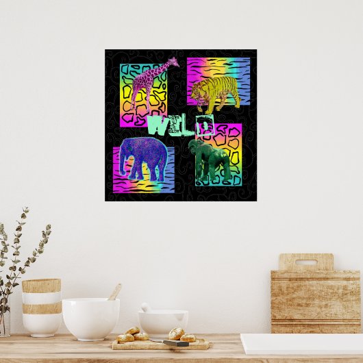 Wild Neon Animals ポスター (キッチン)