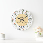 Wild & On Time – 水彩画の野の花の壁掛け時計 ラージ壁時計 (ホーム)