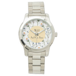 Wild & On Time – 水彩画の野の花の壁掛け時計 腕時計