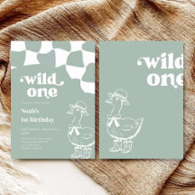 Wild Oneおしゃれなアヒル1歳の誕生日 - サージブルーグリーン