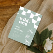 Wild Oneおしゃれなアヒル1歳の誕生日 - サージブルーグリーン 招待状