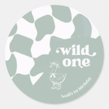 Wild Oneおしゃれなアヒル 1歳の誕生日 Sage green 