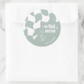 Wild Oneおしゃれなアヒル 1歳の誕生日 Sage green  ラウンドシール (バッグ)