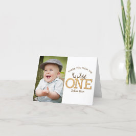 Wild Oneの1番目の誕生日パーティー写真サンキューカード サンキューカード