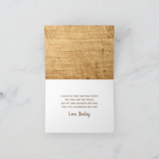 Wild Oneの1番目の誕生日パーティー写真サンキューカード サンキューカード (内部)