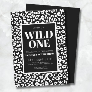 Wild Oneサファリ1歳の誕生日招待状 招待状