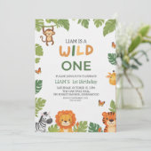 Wild Oneジャングルテーマ1歳の誕生日パーティー招待状 招待状 (スタンド正面)