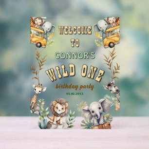 Wild Oneジャングル1歳の誕生日パーティーウェルカムサイン アクリルサイン