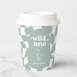 Wild One おしゃれなアヒル 1歳の誕生日 Sage Green 紙コップ