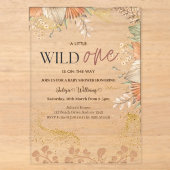 Wild One お花のベビーシャワー アクリル招待状 (正面)