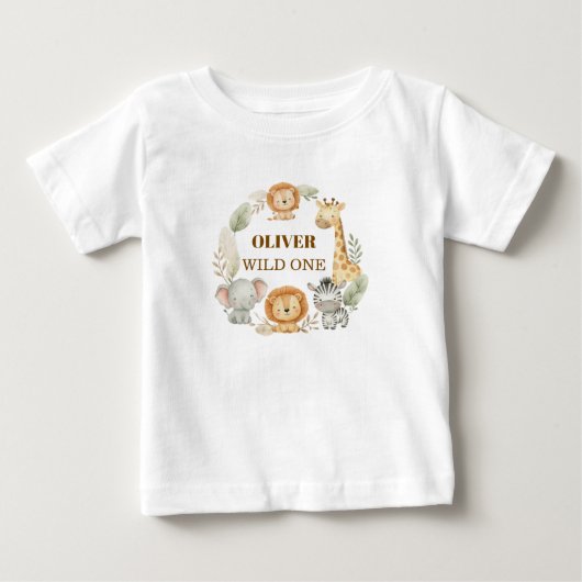 Wild One お誕生日おめでとう サファリベビー ベビーTシャツ (正面)
