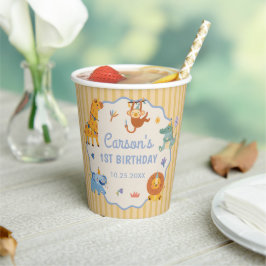 Wild One かわいいサファリ動物 1歳の誕生日 紙コップ