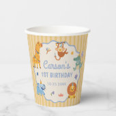Wild One かわいいサファリ動物 1歳の誕生日 紙コップ (正面)