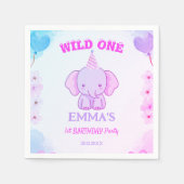 Wild One かわいい象 1歳の誕生日 スタンダードカクテルナプキン (正面)