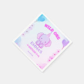 Wild One かわいい象 1歳の誕生日 スタンダードカクテルナプキン (角)