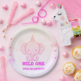 Wild One かわいい象 1歳の誕生日 ペーパープレート