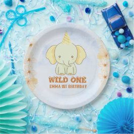 Wild One かわいい象 1歳の誕生日 ペーパープレート