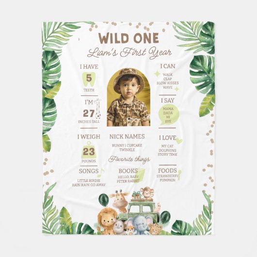 Wild One はじめての誕生日記念サイン フリースブランケット (正面)