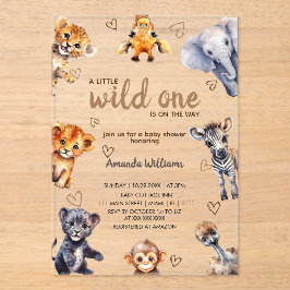 Wild One アニマル モダン シンプル 男の子 ベビーシャワー アクリル招待状