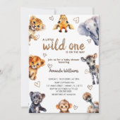Wild One アニマル モダン シンプル 男の子 ベビーシャワー 招待状 (正面)