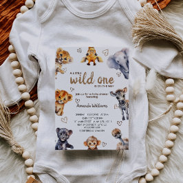 Wild One アニマル モダン シンプル 男の子 ベビーシャワー 招待状