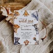 Wild One アニマル モダン シンプル 男の子 ベビーシャワー 招待状
