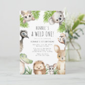 Wild One! オーストラリアの動物の1歳の誕生日パーティー 招待状 (スタンド正面)