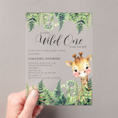 Wild One キリン 性別不明のベビーシャワー  アクリル招待状 (インサイチュ (ポータブル))