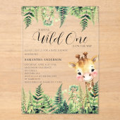 Wild One キリン 性別不明のベビーシャワー  アクリル招待状 (正面)