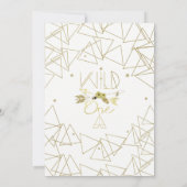 WILD ONE ゴールド&ホワイト ボホ 1歳の誕生日 どんな色にも対応 招待状 (裏面)