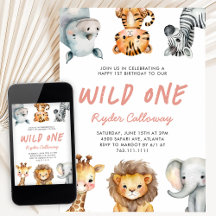 Wild One サファリテーマ 女の子の1歳の誕生日パーティー