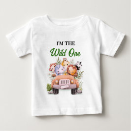 Wild One サファリ動物の誕生日 ベビーTシャツ