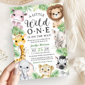 Wild One サファリ動物ベビーシャワー招待状 招待状