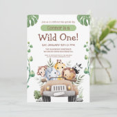 Wild One サファリ アニマルズ 1st バースデー招待状 招待状 (スタンド正面)