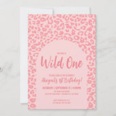 Wild One サファリ ガールズの1歳の誕生日パーティー 招待状 (正面)