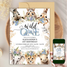 Wild ONE | サファリ・ジャングルの動物 1歳の誕生日 男の子