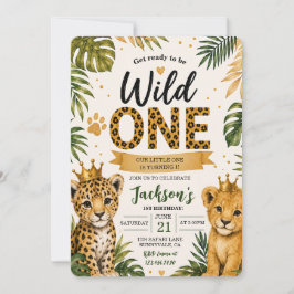 Wild ONE サファリ ジャングル 動物 1歳の誕生日 招待状