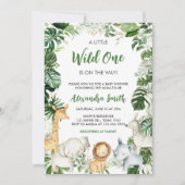 Wild One サファリ ベビーシャワー 招待状 (正面)