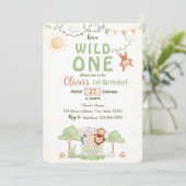 Wild One サファリ 写真 ファーストバースデー招待状 招待状 (スタンド正面)