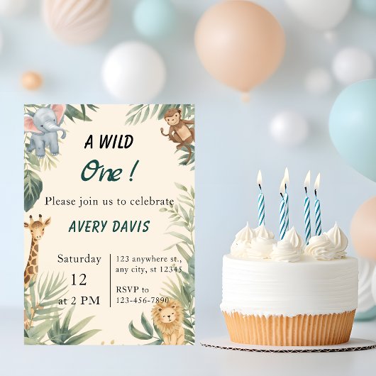 Wild One サファリ 動物 キッズ 誕生日 インビテーション
